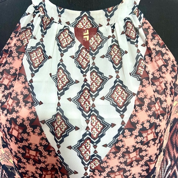 Bar III Red Orange/ brown bohemian Halter Sheath Maxi Dress large - Picture 9 of 11